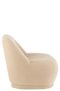 Stool Teddy Velvet White Warm Beige
