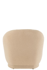 Stool Teddy Velvet White Warm Beige