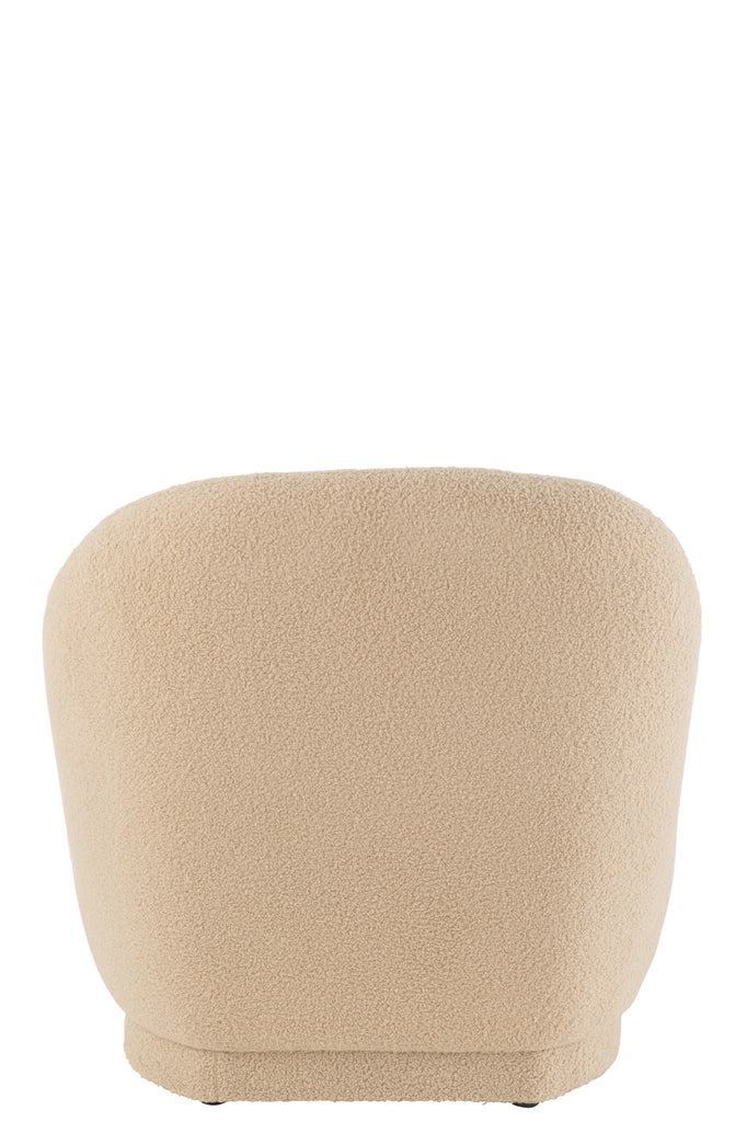 Stool Teddy Velvet White Warm Beige