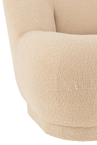 Stool Teddy Velvet White Warm Beige