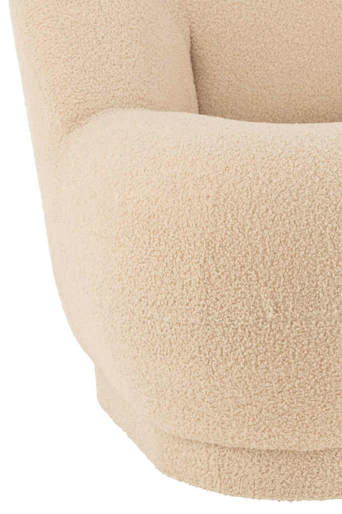 Stool Teddy Velvet White Warm Beige