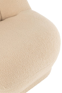 Stool Teddy Velvet White Warm Beige
