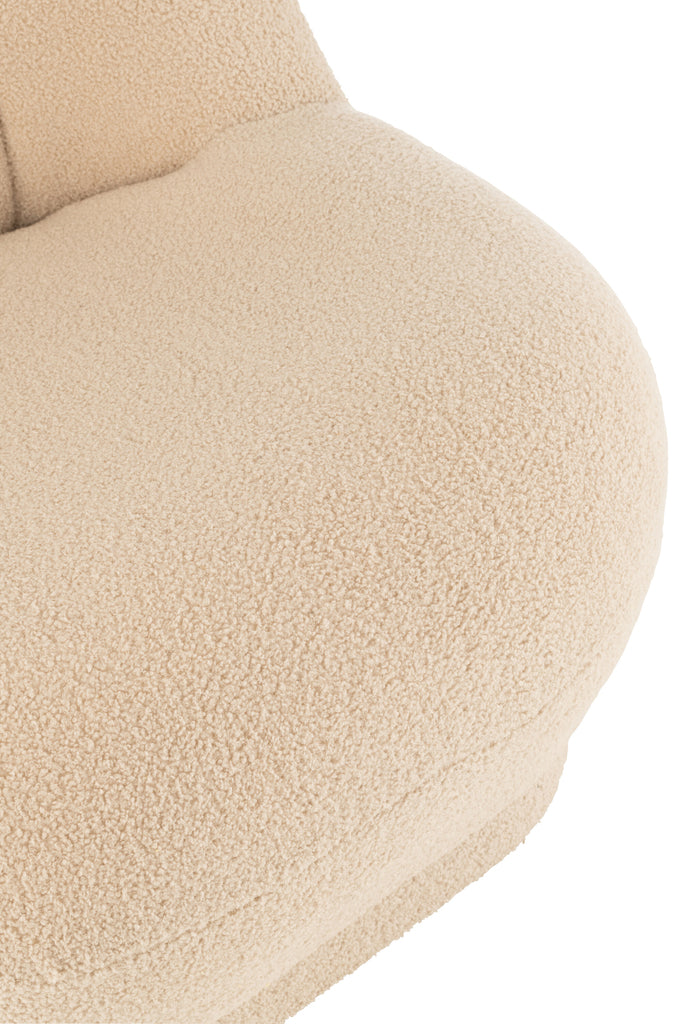 Stool Teddy Velvet White Warm Beige