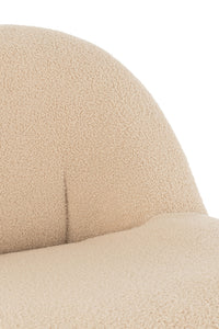 Stool Teddy Velvet White Warm Beige