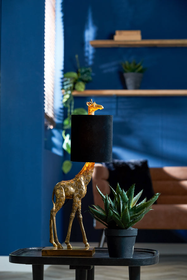 Table lamp 26x16x61 cm GIRAFFE antique bronze+velvet black