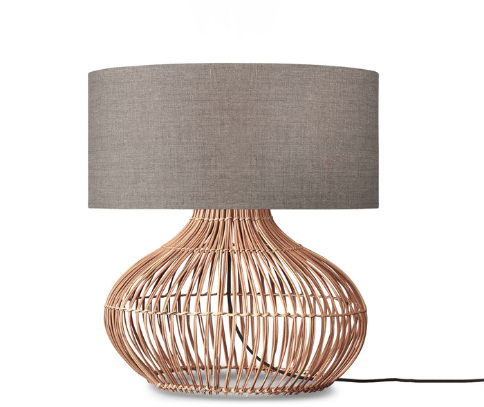 Table lamp Kalahari L rattan 65cm/shade 47x23cm linen - dark