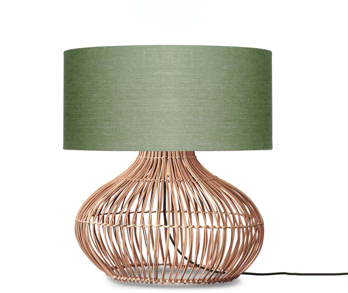 Table lamp Kalahari L rattan 65cm/shade 47x23cm linen - gr.forest