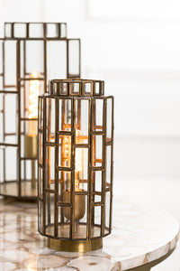 Table lamp 15x31 cm SSTRENE antique bronze+glass