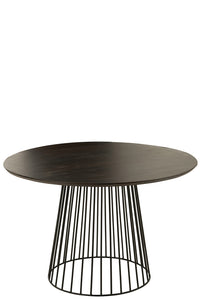 Table Round Wood Metal Natural Black