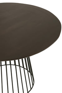 Table Round Wood Metal Natural Black