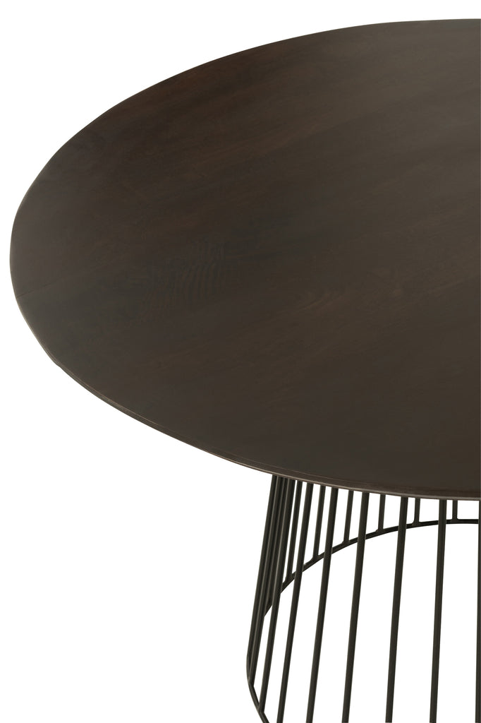 Table Round Wood Metal Natural Black