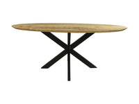 Tafel Bern ovaal swiss edge -  180x100x76 - Naturel/zwart - Mangohout/metaal