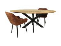Tafel Bern ovaal swiss edge -  180x100x76 - Naturel/zwart - Mangohout/metaal