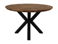 Tafel Fishbone Rond- 140x140x76 - Naturel/zwart - Eiken/metaal