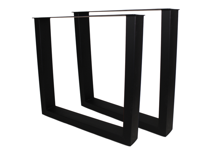 Tafelpoten - U-model - 72x72 cm - gepoedercoat zwart metaal - set van 2