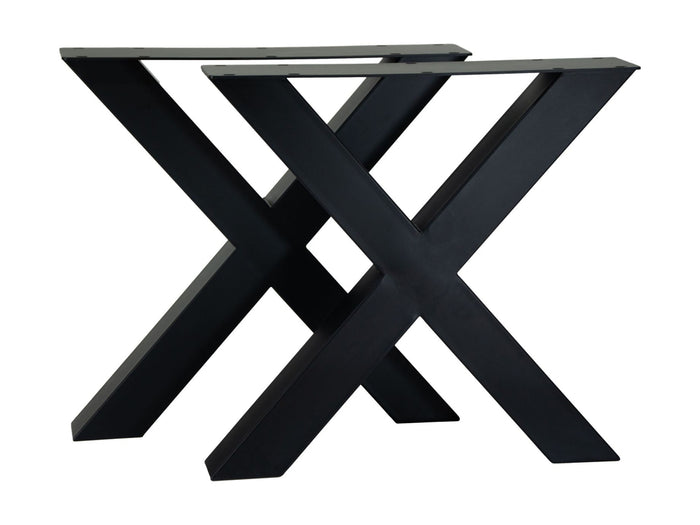 Tafelpoten - X-model - 75x12x72 - Gepoedercoat zwart - Metaal - Set van 2