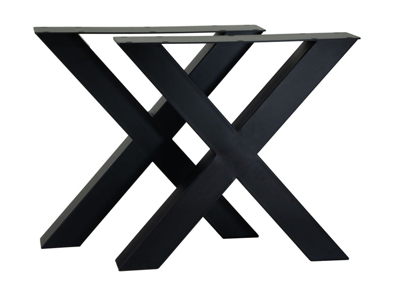 Tafelpoten - X-model - 75x12x72 - Gepoedercoat zwart - Metaal - Set van 2
