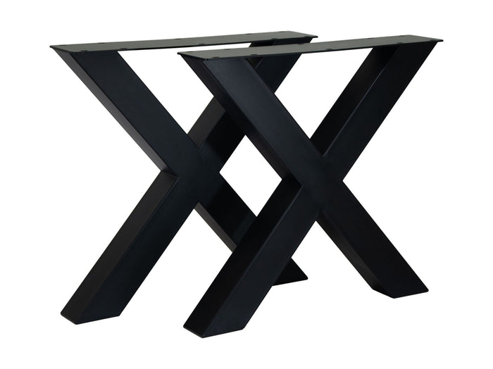 Tafelpoten - X-model - 75x12x72 - Gepoedercoat zwart - Metaal - Set van 2