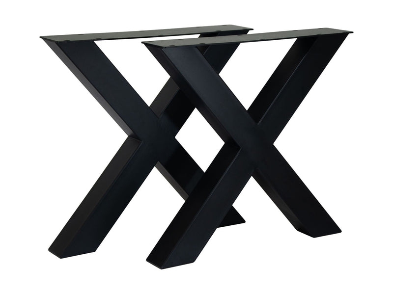 Tafelpoten - X-model - 75x12x72 - Gepoedercoat zwart - Metaal - Set van 2
