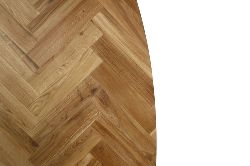 Tafeltop Fishbone Ovaal- 220x110x4 - Naturel - Eiken