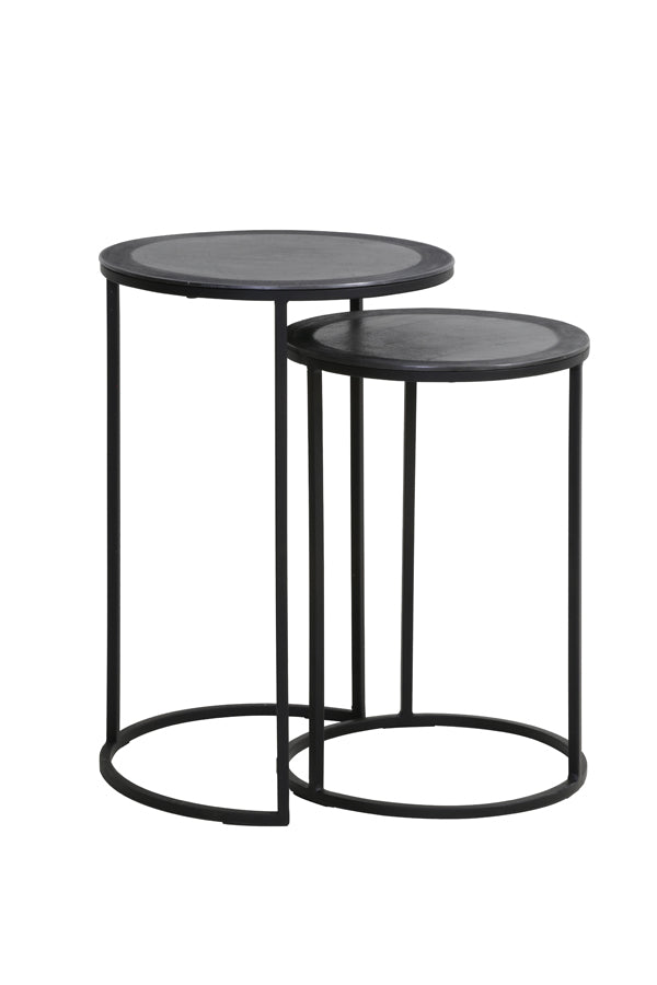 Side table S/2 35x51+40x60 cm TALCA lead antique edge