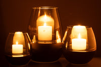 Tealight Holder/Vase Lines Glass Black/Gold Large