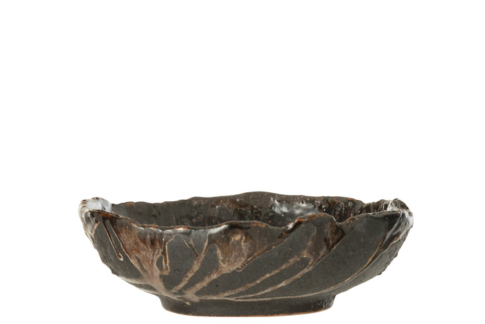 Tray Decorative Naga Ceramic Brown/Black Medium