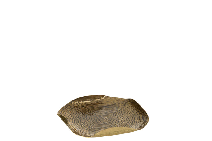 Tray Round Borders Folded Metal Gold Small
