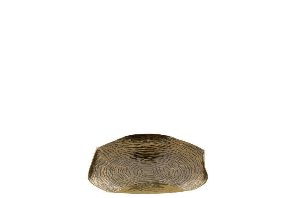 Tray Round Borders Folded Metal Gold Small