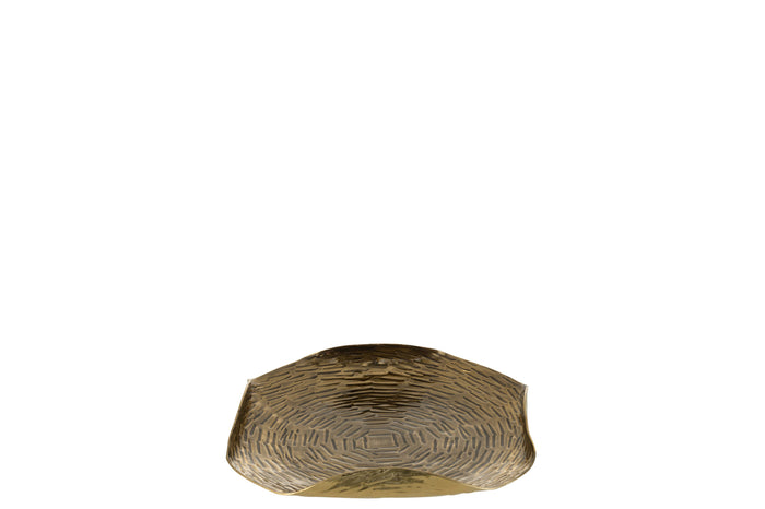 Tray Round Borders Folded Metal Gold Small