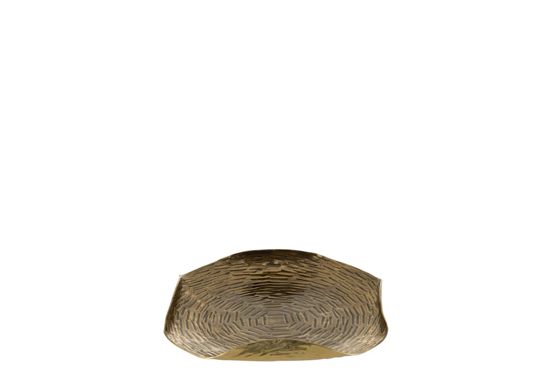 Tray Round Borders Folded Metal Gold Small