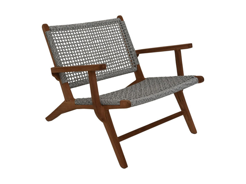 Tuin stoel Rio met armleuning- 80x80x67 - wit/naturel - Teak/bananenblad
