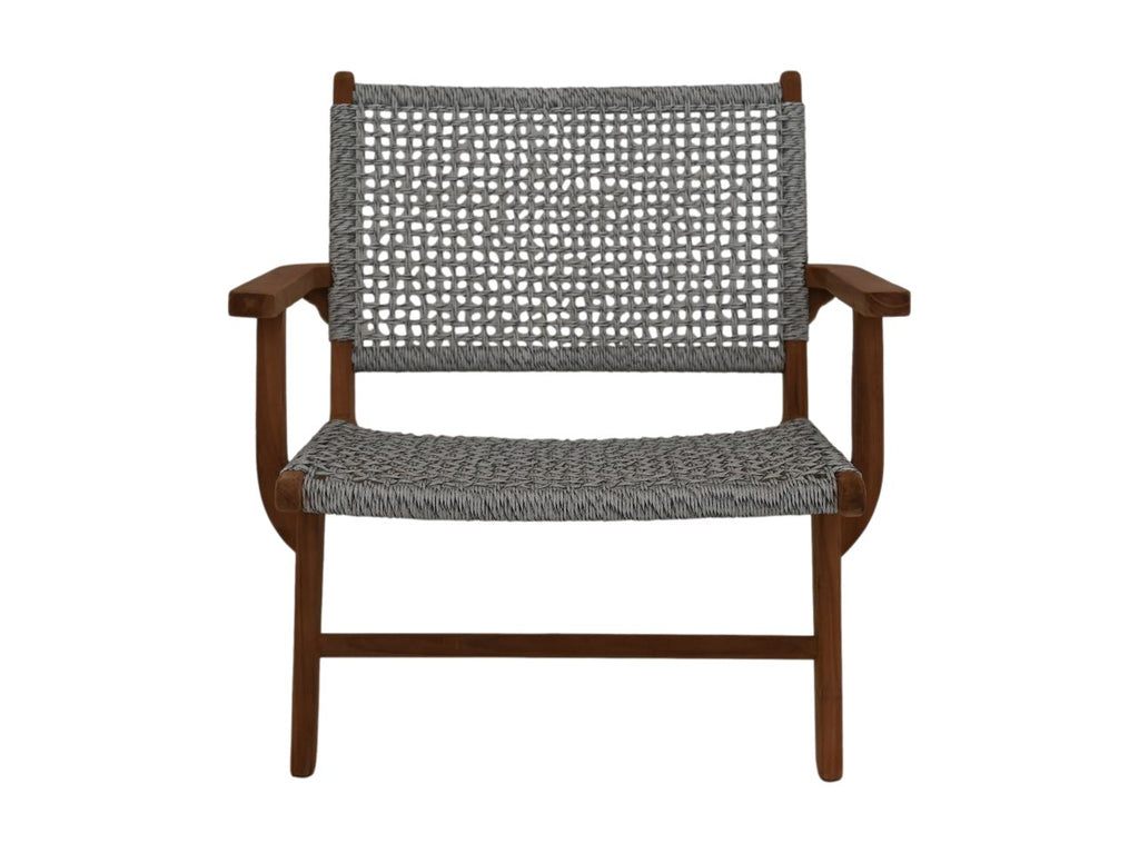 Tuin stoel Rio met armleuning- 80x80x67 - wit/naturel - Teak/bananenblad