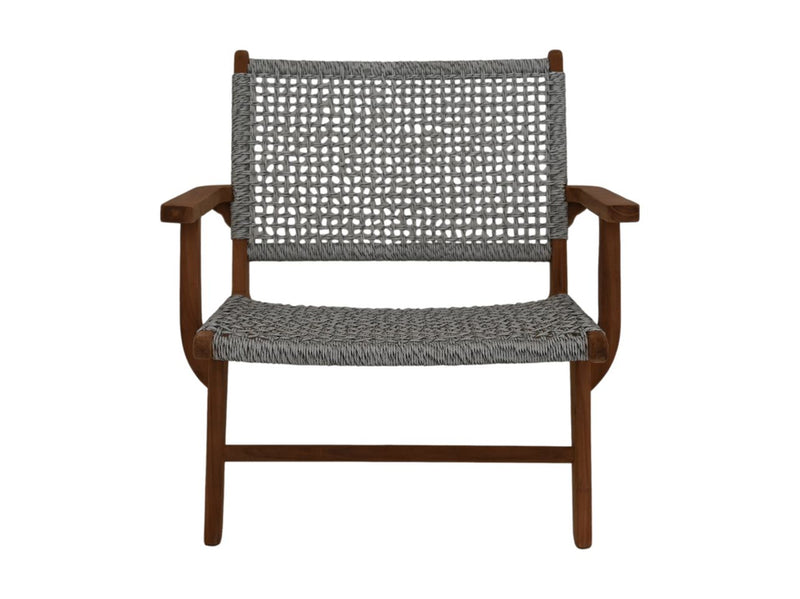 Tuin stoel Rio met armleuning- 80x80x67 - wit/naturel - Teak/bananenblad