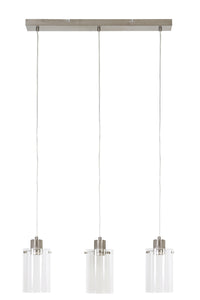 Hanging lamp 3L 65x12x18,5 cm VANCOUVER nic. sat.-glass