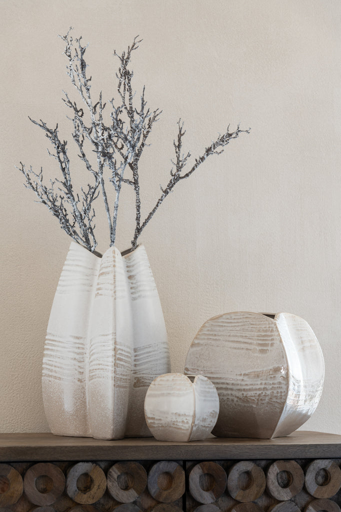 Vase Abstract Square Clay Beige Small