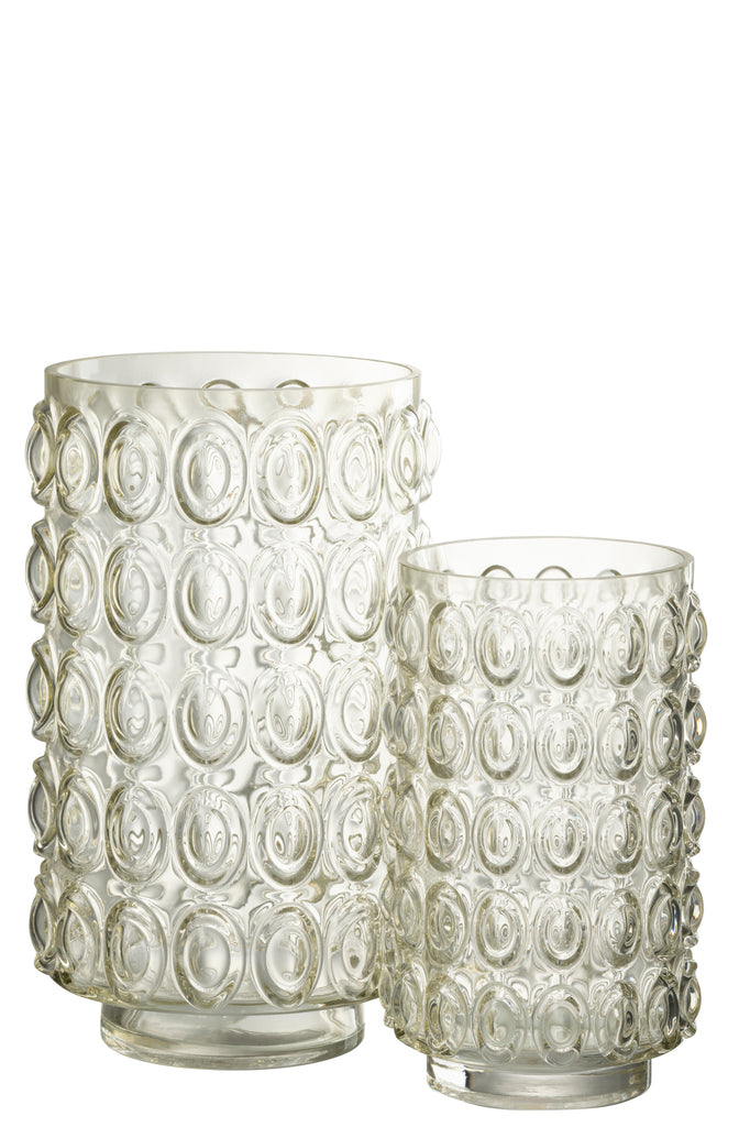 Vase Bubbles Glass Light Yellow Large