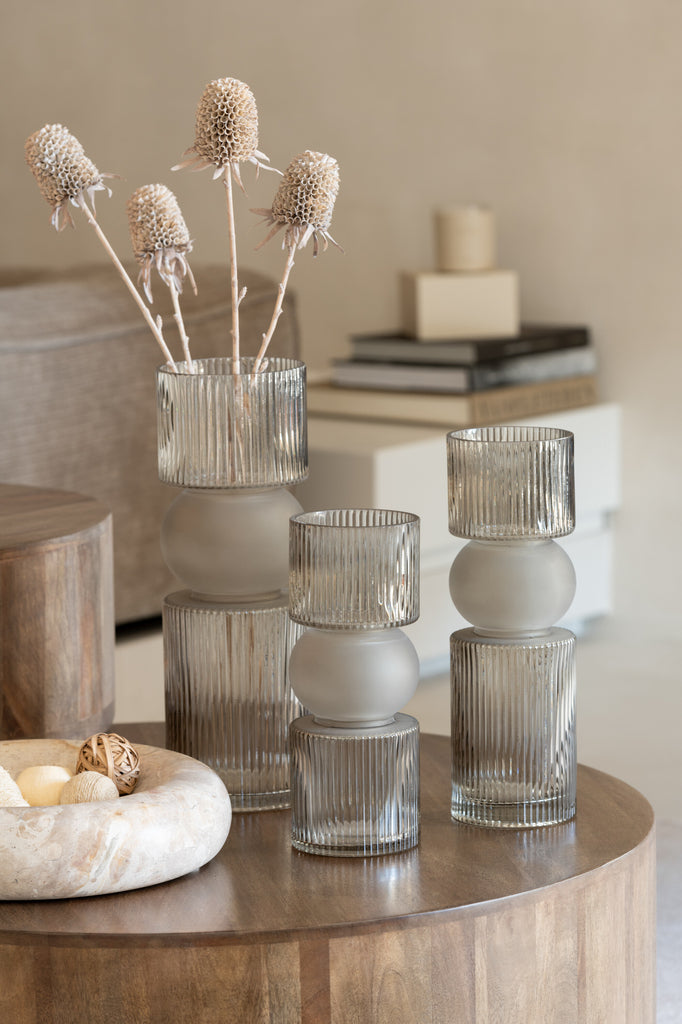 Vase/Candle Holder Candy Glass Grey Medium