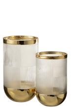 Afbeelding in Gallery-weergave laden, Vase Cylindrical Pattern Glass Transparent/Or Large
