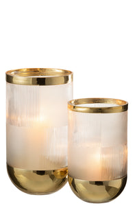 Vase Cylindrical Pattern Glass Transparent/Or Large