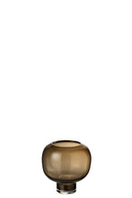 Afbeelding in Gallery-weergave laden, Vase On Foot Round Glass Dark Brown Small
