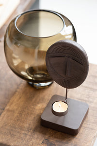 Vase On Foot Round Glass Dark Brown Small