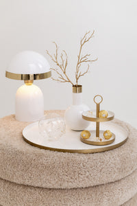 Vase Gold Border Metal Shiny White