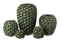 Vase Leaves Earthenware Green Large
