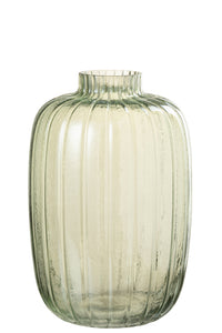 Vase Lines Glass Green Large