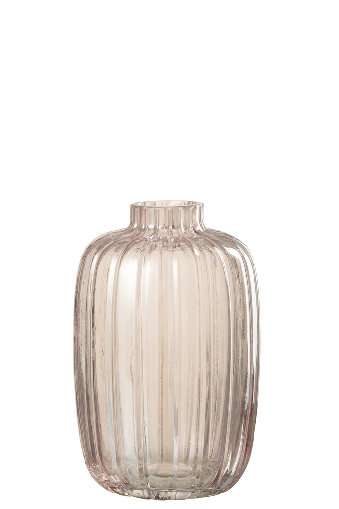 Vase Lines Glass Pink Small