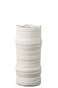 Vase Lines Porcelain White/Gold