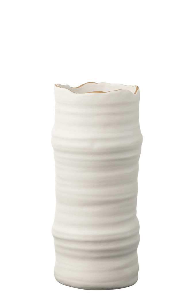 Vase Lines Porcelain White/Gold