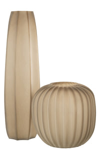 Vase Long Stripe Sand Glass Light Brown J-line