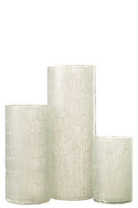 Vase Mosaic Glass Light Grey Large